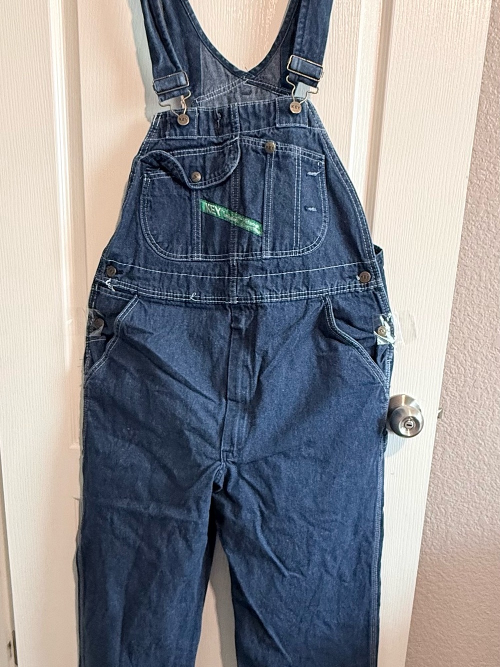 Vintage Key Denim Bib Overalls Men’s 46/30. 3X Carpenter Workwear 100% Cotton